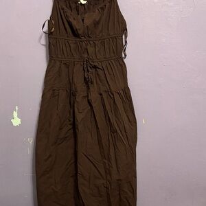 Elegant Brown Sleeveless Dress